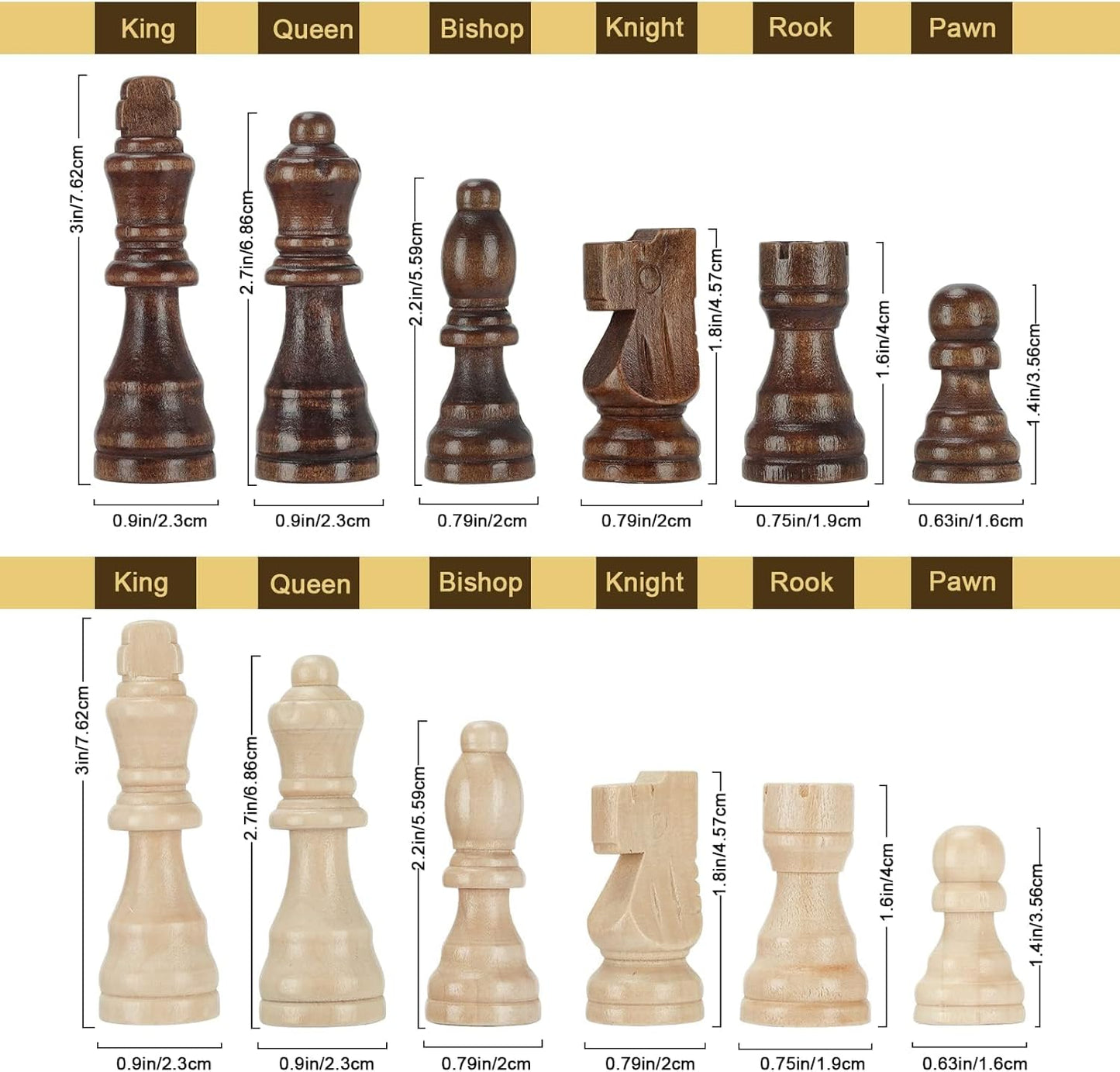 Magnetic Wooden Chess Board and Set for All, Adults and Kids, 15'', Folding Portable Travel Unique Chess Set for Tournaments, Suitable for Professionals and Beginners