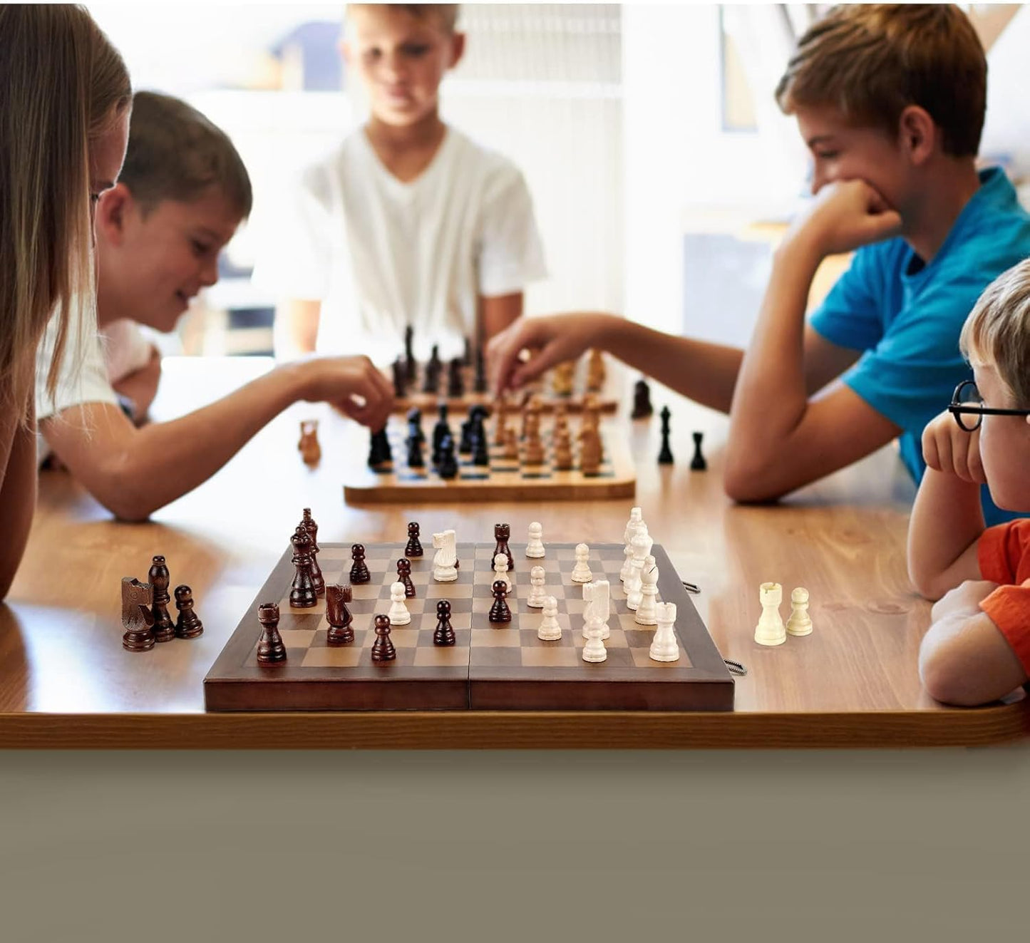 Magnetic Wooden Chess Board and Set for All, Adults and Kids, 15'', Folding Portable Travel Unique Chess Set for Tournaments, Suitable for Professionals and Beginners