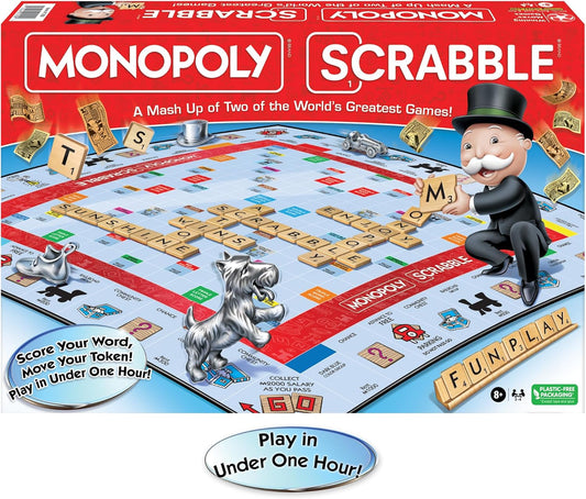 Monopoly Scrabble Game, Score Your Scrabble Word - Move Your Token, Mash-Up of 2 of the World'S Greatest Games, 2 to 4 Players Ages 8+ 