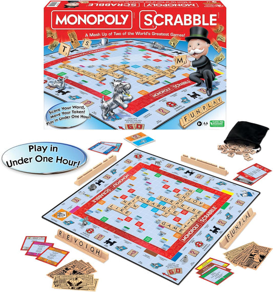 Monopoly Scrabble Game, Score Your Scrabble Word - Move Your Token, Mash-Up of 2 of the World'S Greatest Games, 2 to 4 Players Ages 8+ 