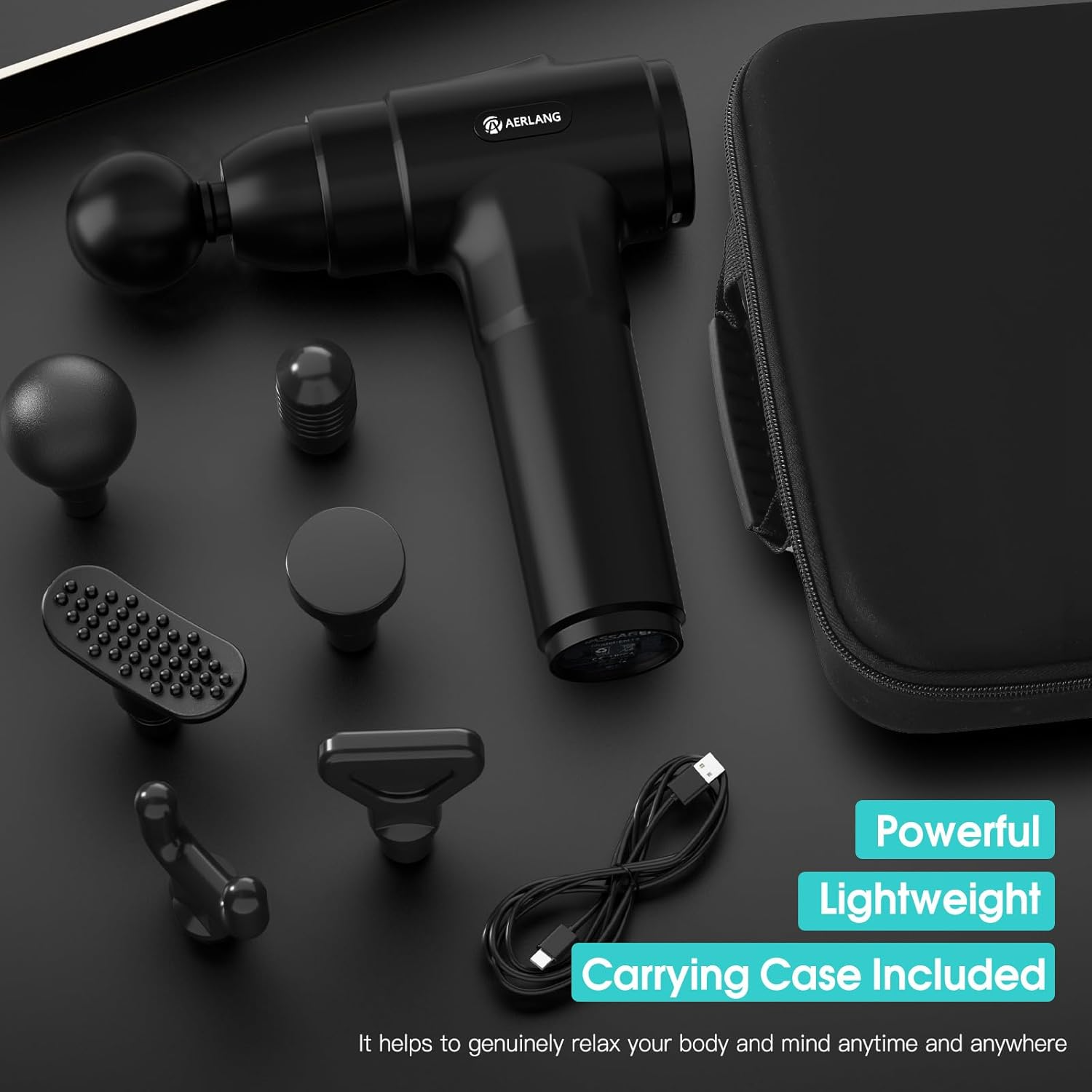 Massage Gun, Deep Tissue Muscle Back Massage for Women and Athletes Pain Relief, Percussion Massager with 6 Massages Heads & 20 Speed Portable Back Massager Gun