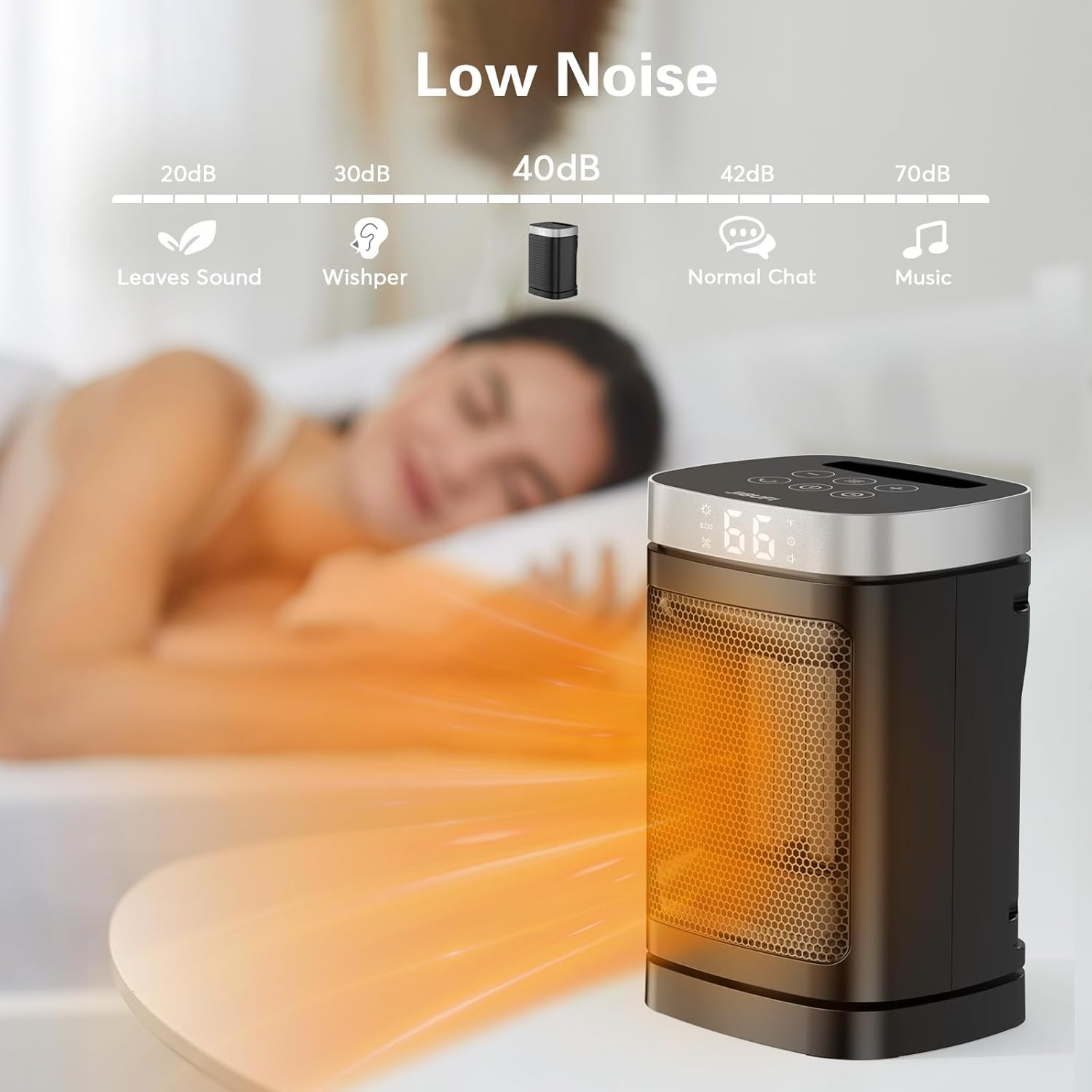 Portable Space Heater for Indoor Use - with 70°Rotating Feature, 1500W PTC Electric Heater, Rapid and Safe Heating, Remote Control, 1-12 Hr Timer for Bedroom, Office