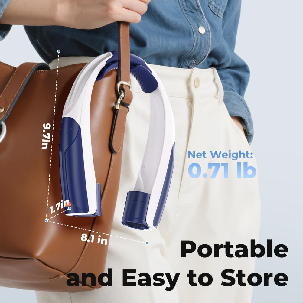 Neck Fan 8000RPM Breeze, Portable Personal Fan Rechargeable, Battery 20H, 6 Adjustable Cooling Speeds, 360° Airflow, Hands-Free Wearable Fan for Camping Travel