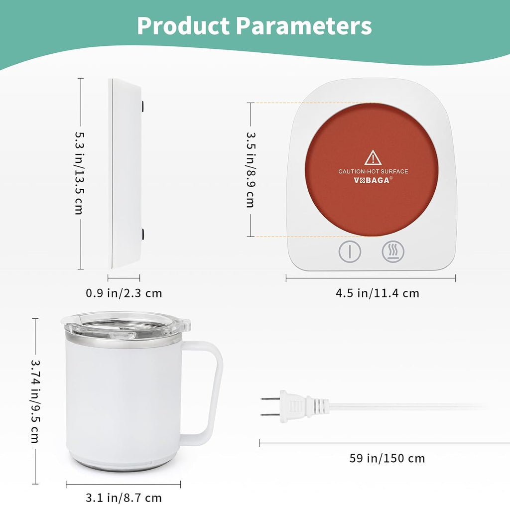 Mug Warmer, Coffee Warmer with 15 oz Mug Set for Home Office Home Desk, Coffee Cup Warmer with 3 Temperature Settings for Tea, Cocoa with Auto Shut Off for Holiday Birthday Coffee Gifts