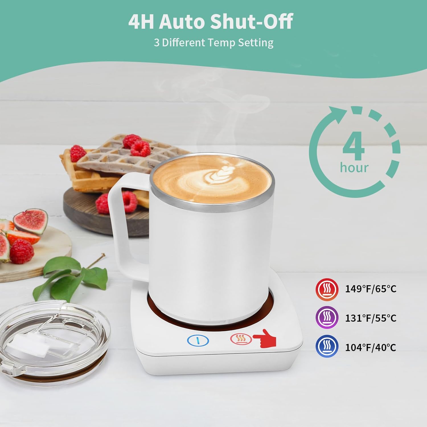 Mug Warmer, Coffee Warmer with 15 oz Mug Set for Home Office Home Desk, Coffee Cup Warmer with 3 Temperature Settings for Tea, Cocoa with Auto Shut Off for Holiday Birthday Coffee Gifts