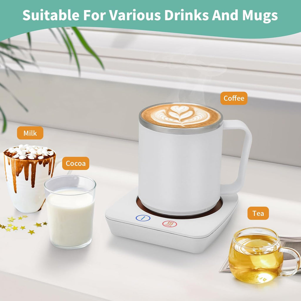 Mug Warmer, Coffee Warmer with 15 oz Mug Set for Home Office Home Desk, Coffee Cup Warmer with 3 Temperature Settings for Tea, Cocoa with Auto Shut Off for Holiday Birthday Coffee Gifts