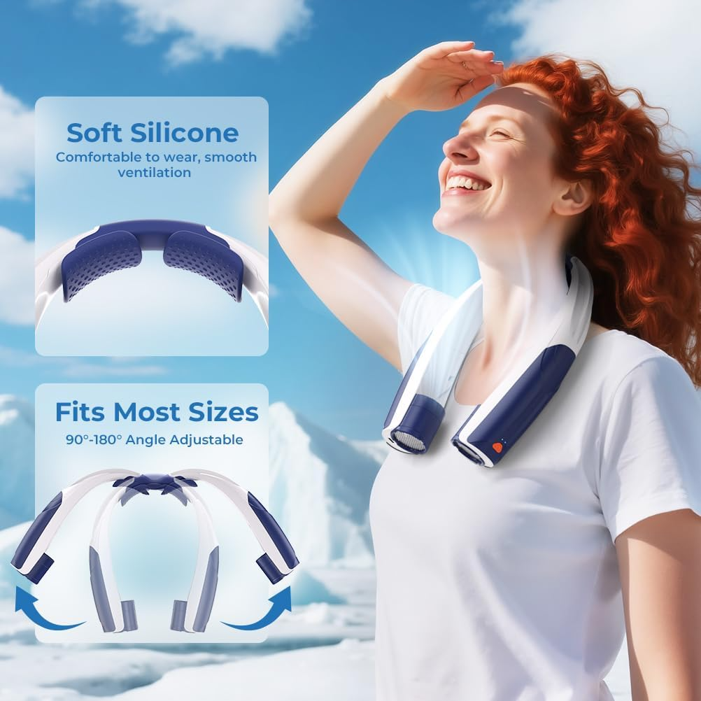 Neck Fan 8000RPM Breeze, Portable Personal Fan Rechargeable, Battery 20H, 6 Adjustable Cooling Speeds, 360° Airflow, Hands-Free Wearable Fan for Camping Travel